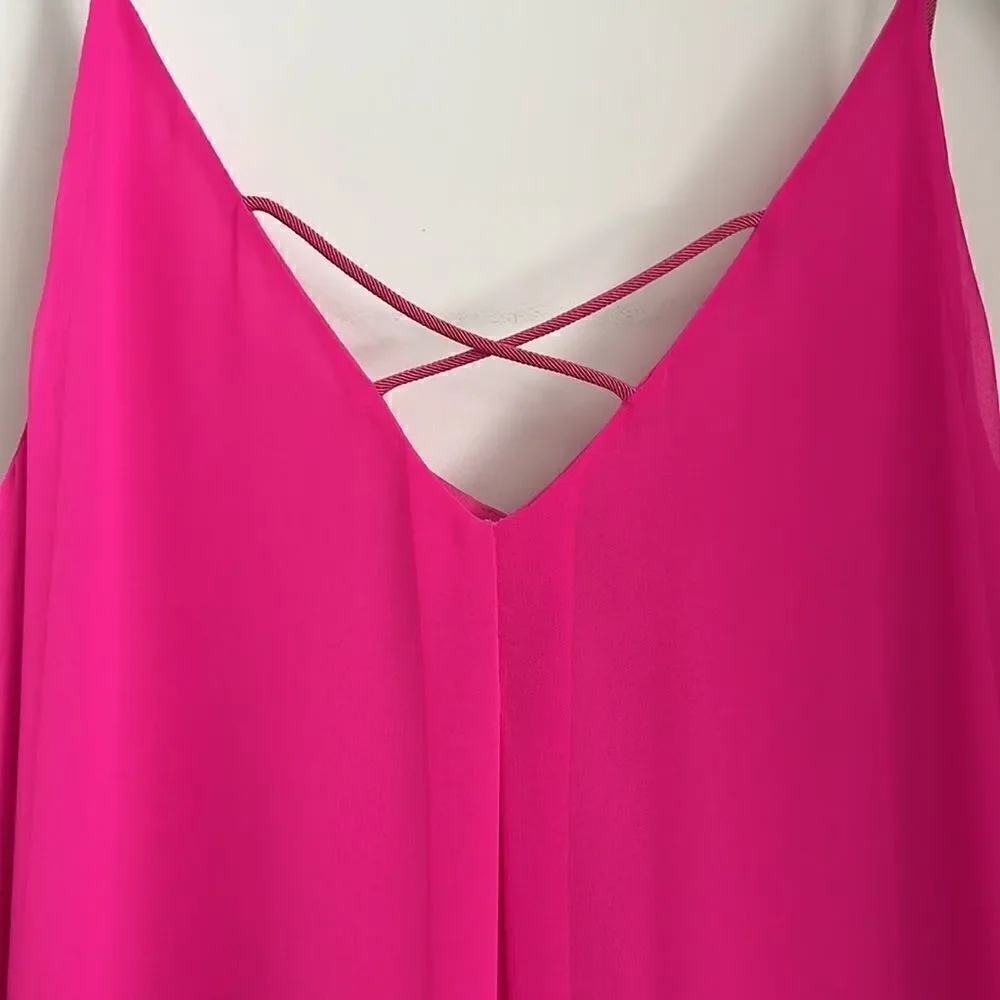 Muse Fuscia Hot Pink Maxi Slip Dress Spaghetti Straps Lined Bodice SZ 14 - Picture 7 of 13